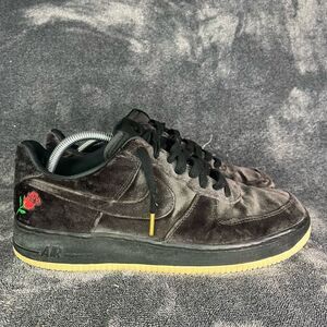 Nike Air Force Low Black Velvet Red Rose Men size 11